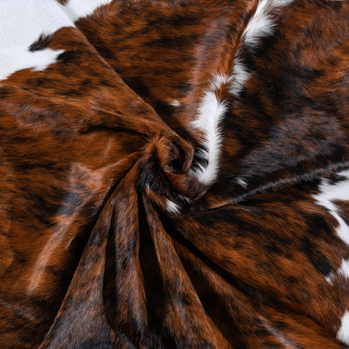 Tricolor Brindle Mix Cowhide Rug Size 7'11" L x 6'10" W 6263