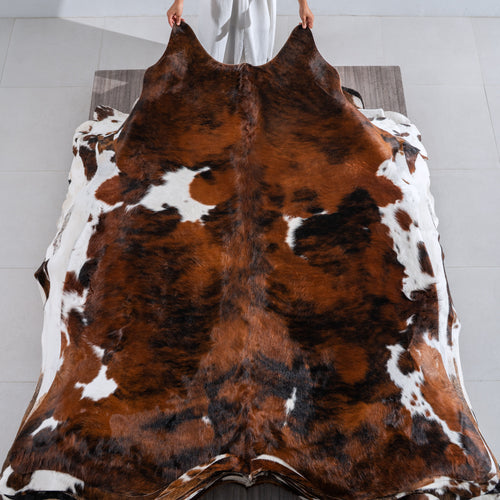 Tricolor Cowhide Rug Size 7'4" L x 6'7" W 4050