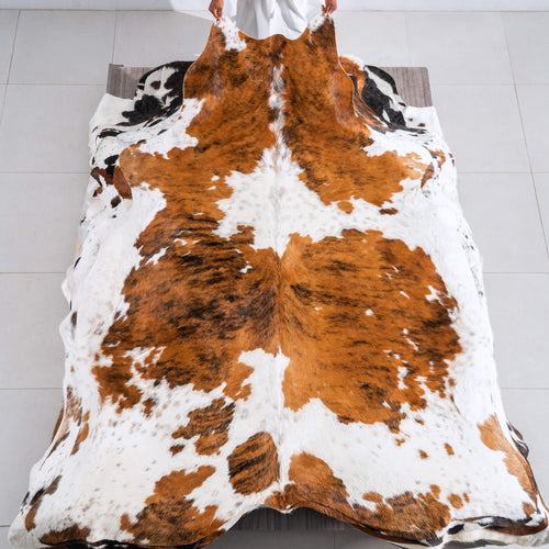 Tricolor Cowhide Rug Size 8'1" L x 6'9" W 6461