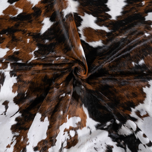 Vintage Tricolor Cowhide Rug Size 6'8" L x 6'2" W 4382