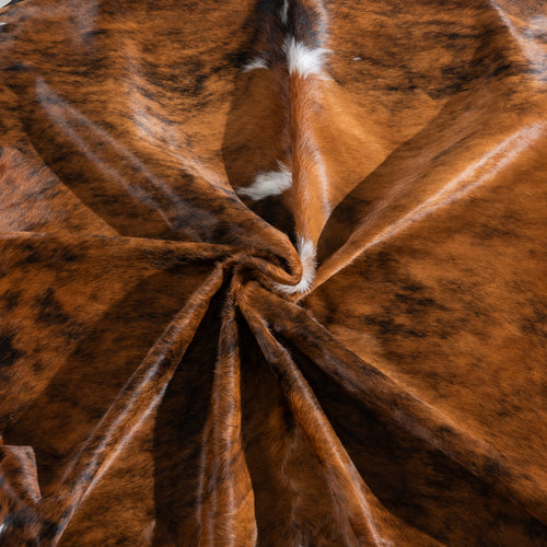 Tricolor Brindle Mix Cowhide Rug Size 7'7" L x 6'11" W 4051