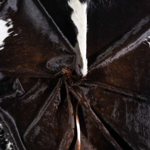 Brazilian Chocolate and White Cowhide Rug Size 7'10" L x 7'1" W 5731