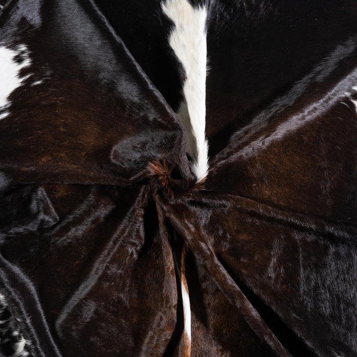 Brazilian Chocolate and White Cowhide Rug Size 7'10" L x 7'1" W 5731