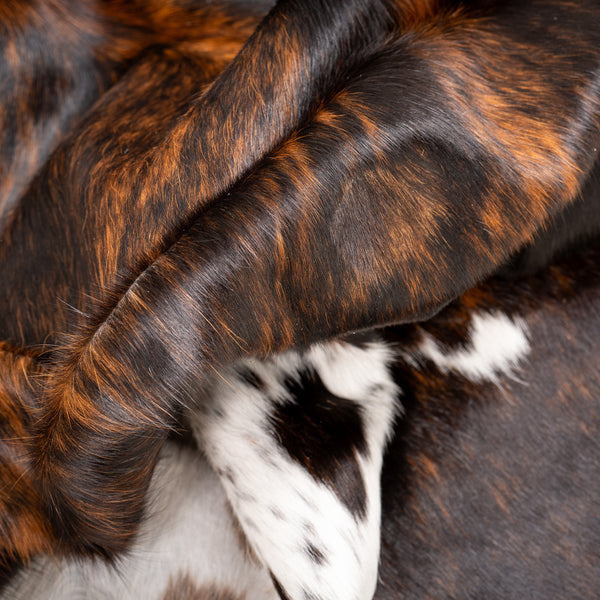 Tricolor Cowhide Rug Size 7'4" L X 7' W 4936 , Stain Resistant Fur | eCowhides