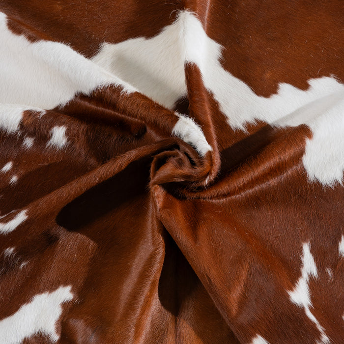 Brown and White Cowhide Rug Size 7'3" L x 6'6" W 5465