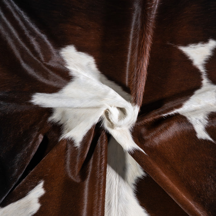 Brazilian Chocolate and White Cowhide Rug Size 7'5" L x 6'9" W 5733