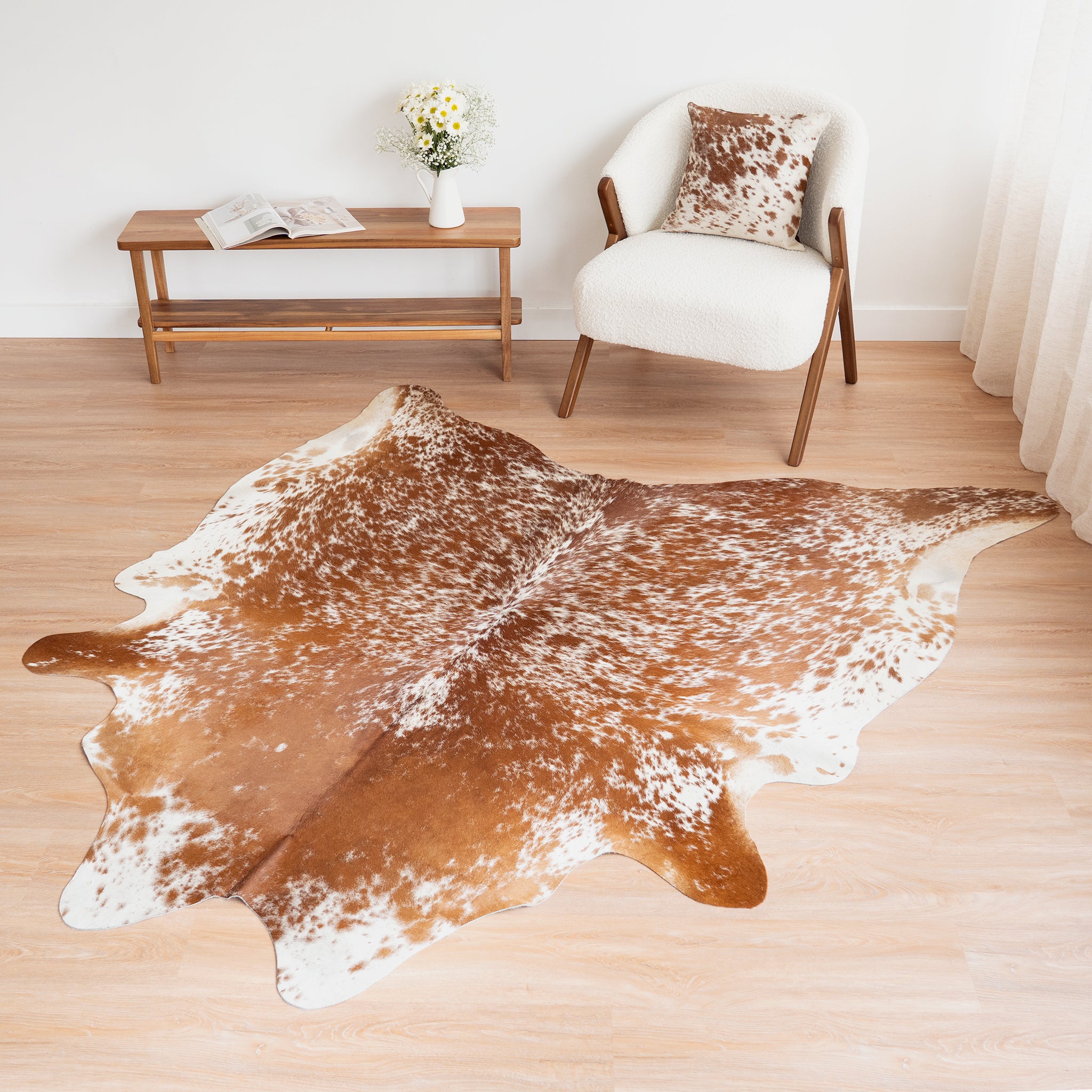 Brown Salt And Pepper Cowhide Rug , Natural Suede Leather | eCowhides