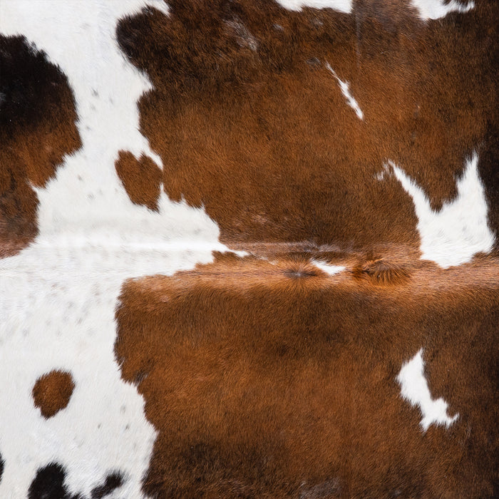 Brazilian Chocolate and White Cowhide Rug Size 8'1" L x 7'6" W 5735