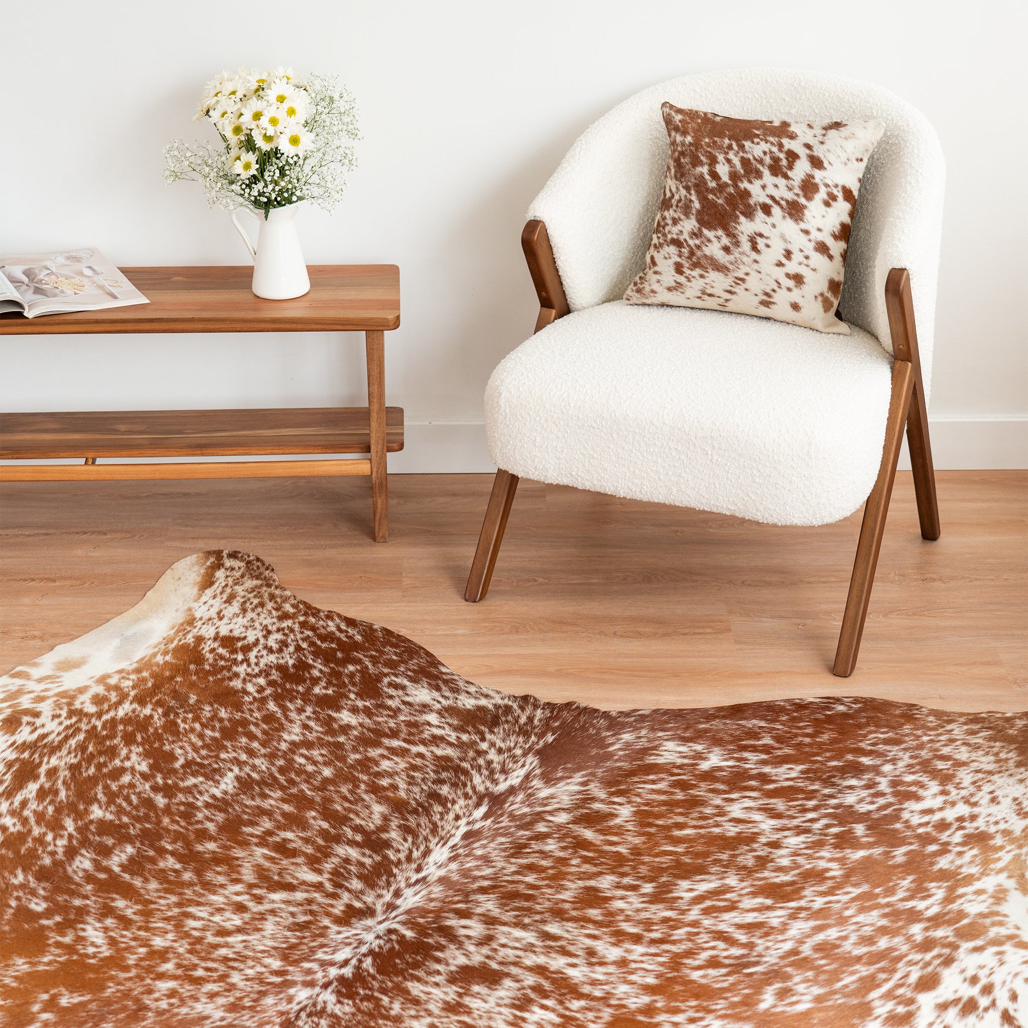 Brown Salt And Pepper Cowhide Rug , Natural Suede Leather | eCowhides