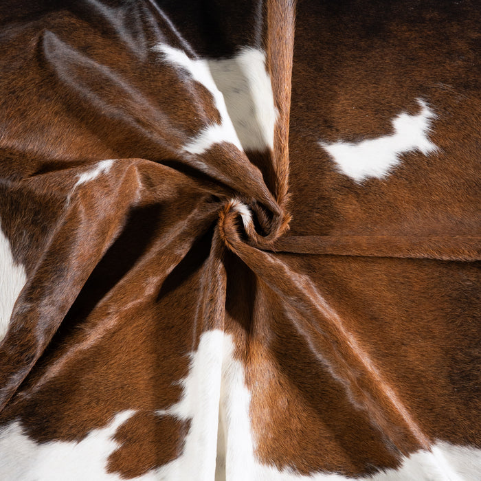 Brazilian Chocolate and White Cowhide Rug Size 8'1" L x 7'6" W 5735