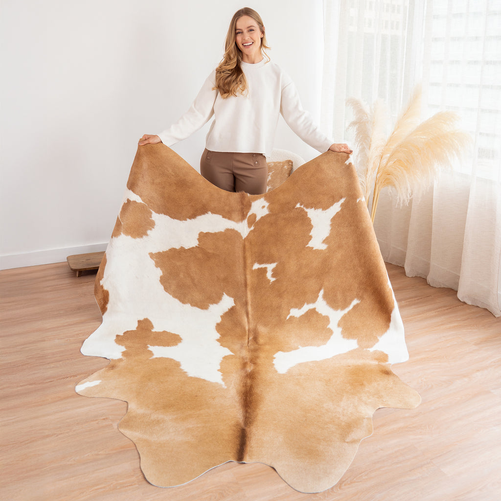 Palomino And White Cowhide Rug , Natural Suede Leather | eCowhides