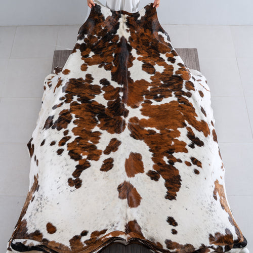 Tricolor Cowhide Rug Size 7'1" L x 6'4" W 4055