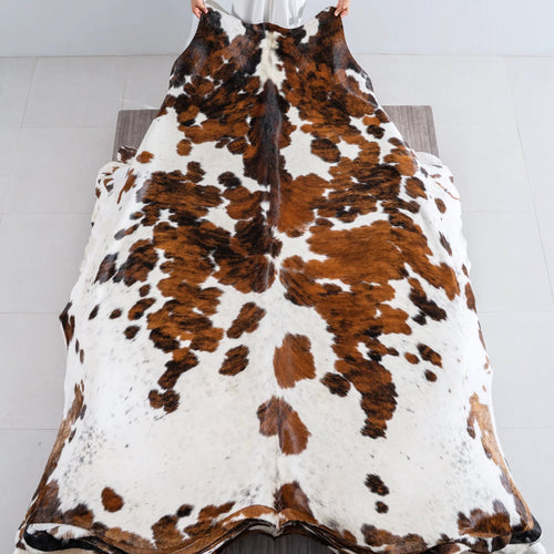 Tricolor Cowhide Rug Size 7'1" L x 6'4" W 4055