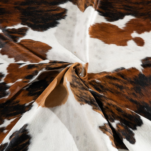 White Tricolor Cowhide Rug Size 7'6" L x 7'0" W 5467