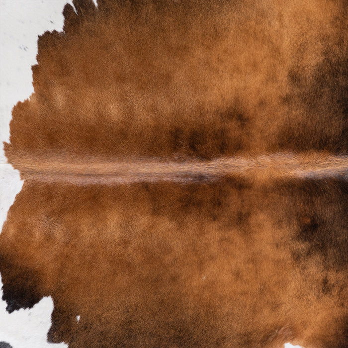 Brazilian Chocolate and White Cowhide Rug Size 8'2" L x 6'11" W 5740