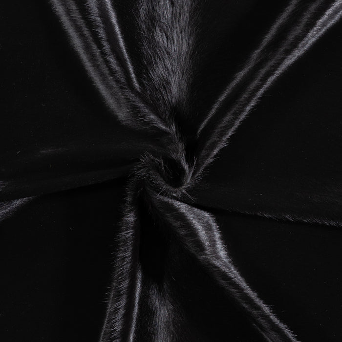 Brazilian Solid Black Cowhide Rug Size 7'1" L x 6'5" W 5237