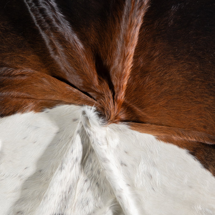 Brazilian Chocolate and White Cowhide Rug Size 7'8" L x 7'4" W 5743