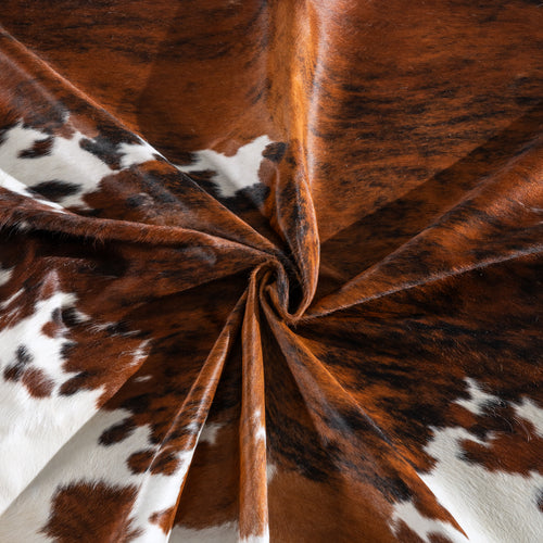 Tricolor Brindle Mix Cowhide Rug Size 7'0" L x 6'9" W 3957
