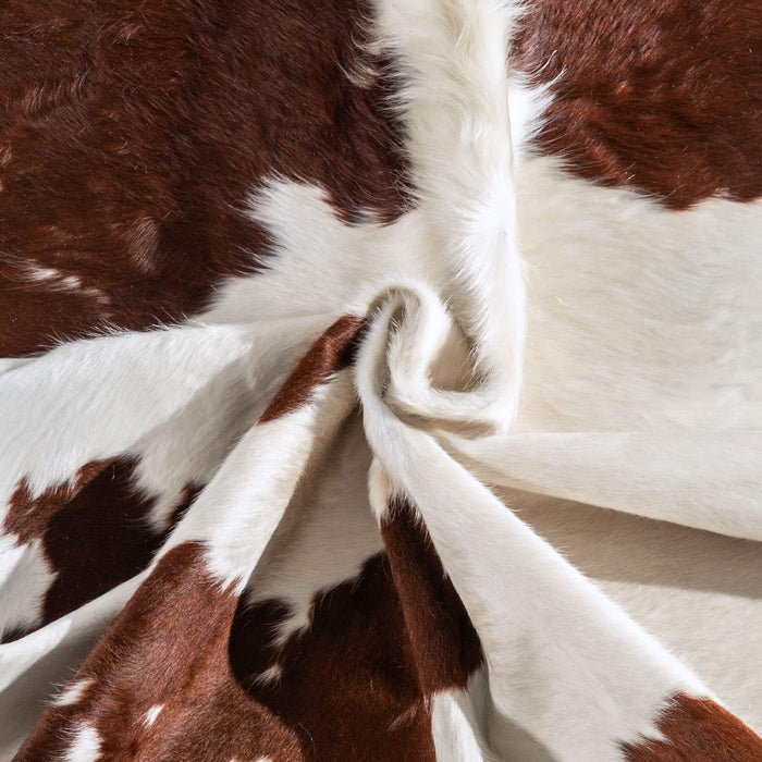 Brown and White Cowhide Rug Size 7'8" L x 6'8" W 6469