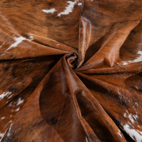 Tricolor Brindle Mix Cowhide Rug Size 7'8" L x 6'11" W 5471