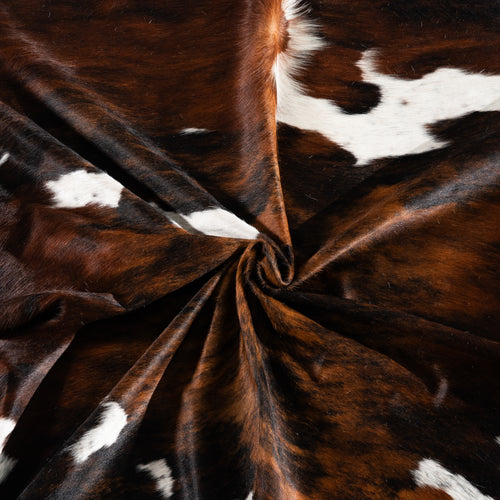 Tricolor Brindle Mix Cowhide Rug Size 8'9" L x 7'0" W 4117