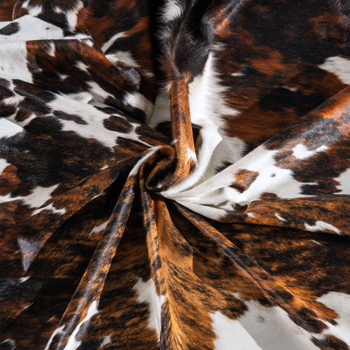 White Tricolor Cowhide Rug Size 8'4" L x 7'3" W 6470