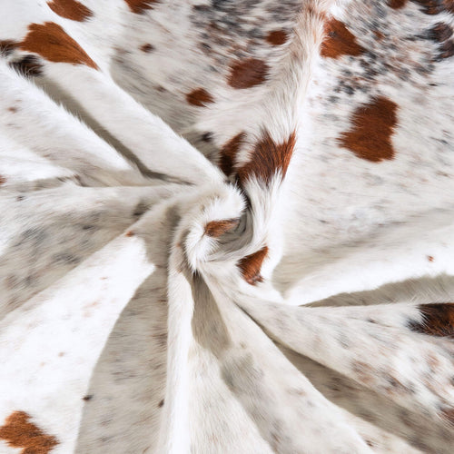 White Tricolor Cowhide Rug Size 7'6" L x 6'6" W 6471