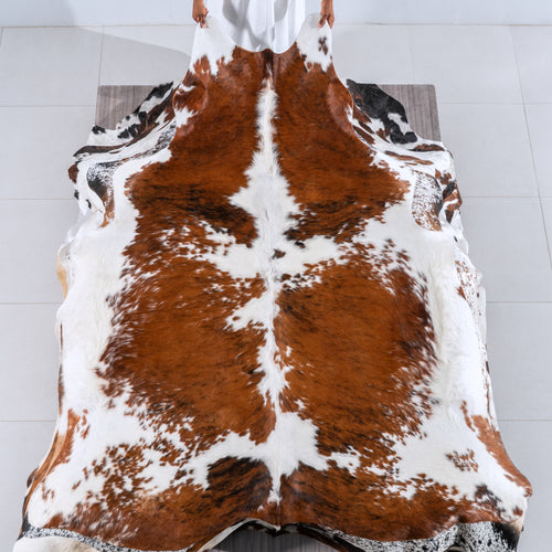 Tricolor Cowhide Rug Size 7'7" L x 6'10" W 6276