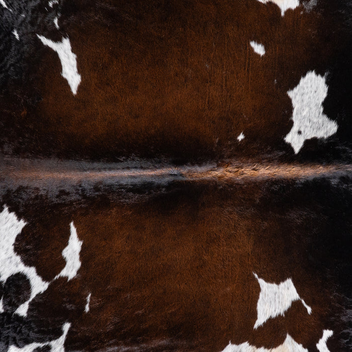 Brazilian Chocolate and White Cowhide Rug Size 7'10" L x 7'1" W 5752