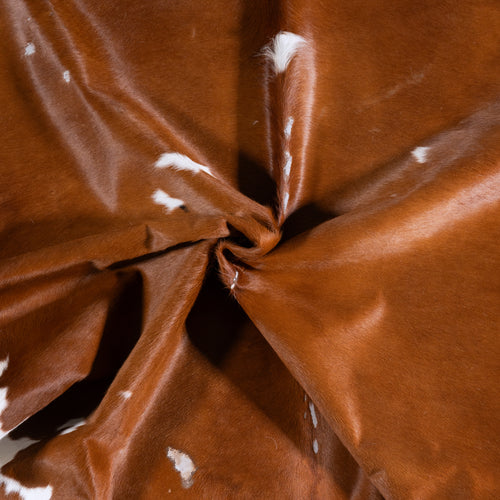 Vintage Brown and White Cowhide Rug Size 7'2" L x 6'6" W 4398