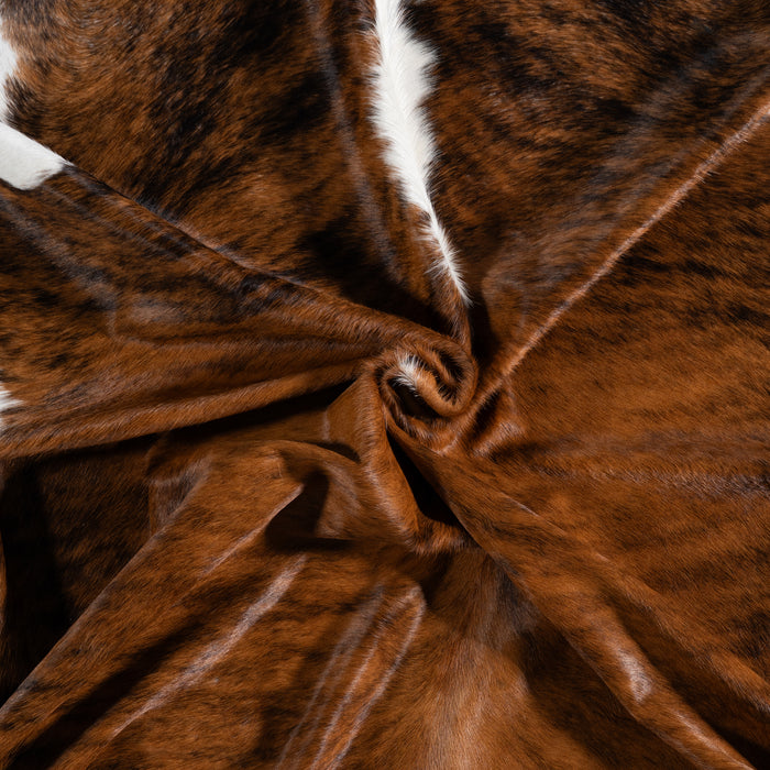 Brazilian Brindle White Belly and Backbone Cowhide Rug Size 7'9" L x 6'5" W 3685