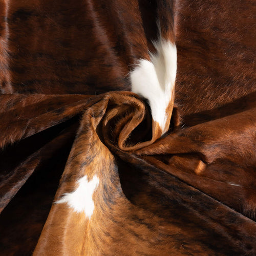 Tricolor Brindle Mix Cowhide Rug Size 7'0" L x 6'2" W 6473