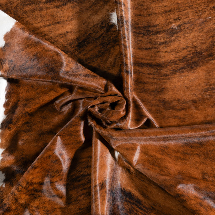 Brazilian Brindle White Belly and Backbone Cowhide Rug Size 7'1" L x 7'4" W 3686