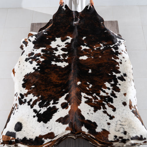 Tricolor Cowhide Rug Size 7'7" L x 7'3" W 4122
