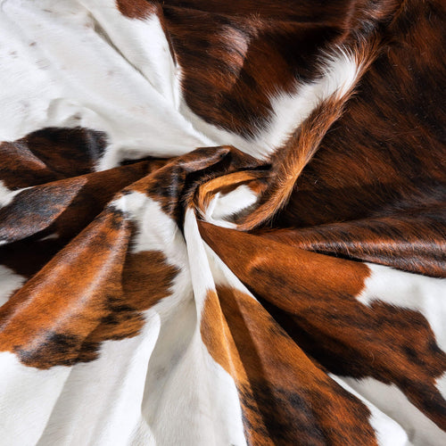 White Tricolor Cowhide Rug Size 7'7" L x 6'10" W 6475