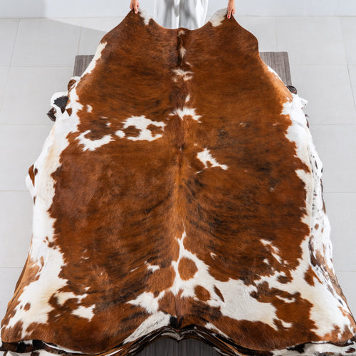 Tricolor Cowhide Rug Size 7'5" L x 6'10" W 4123