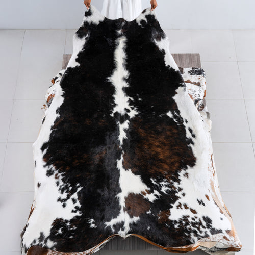 Tricolor Cowhide Rug Size 8'5" L x 7'1" W 5479