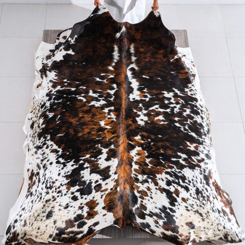 Tricolor Cowhide Rug Size 8'0" L x 7'2" W 6477