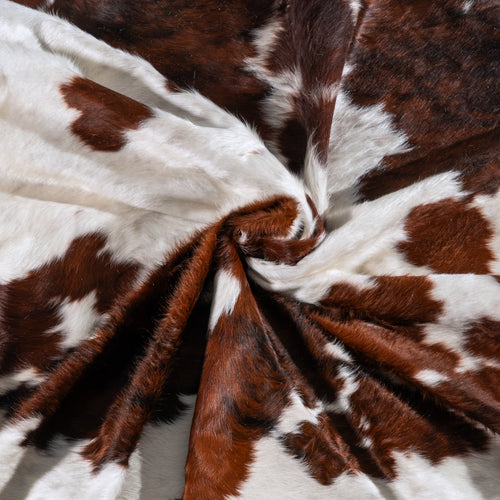 White Tricolor Cowhide Rug Size 8'10" L x 7'7" W 6281