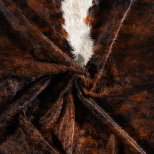 Brazilian Brindle White Belly and Backbone Cowhide Rug Size 7'1" L x 7'5" W 3692