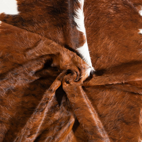 Brazilian Brindle White Belly and Backbone Cowhide Rug Size 7'8" L x 7'9" W 3693