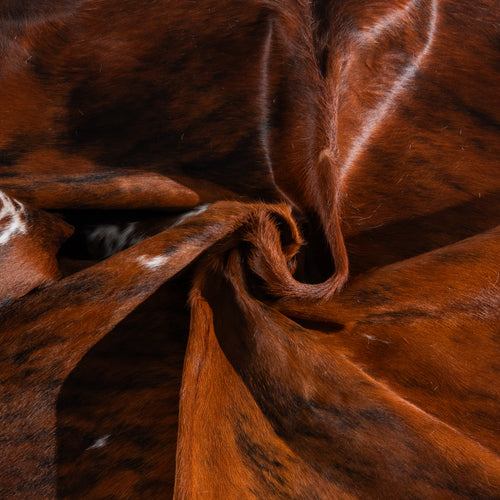 Tricolor Brindle Mix Cowhide Rug Size 7'7" L x 6'9" W 6479