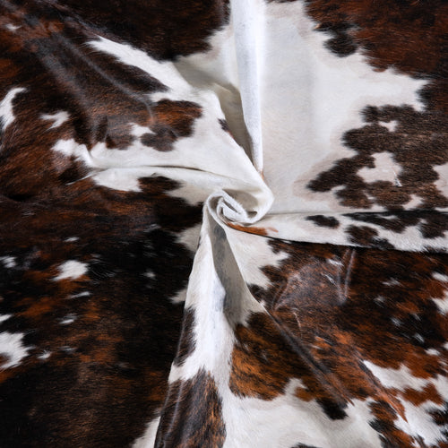 Vintage Tricolor Cowhide Rug Size 7'11" L x 7'2" W 4407