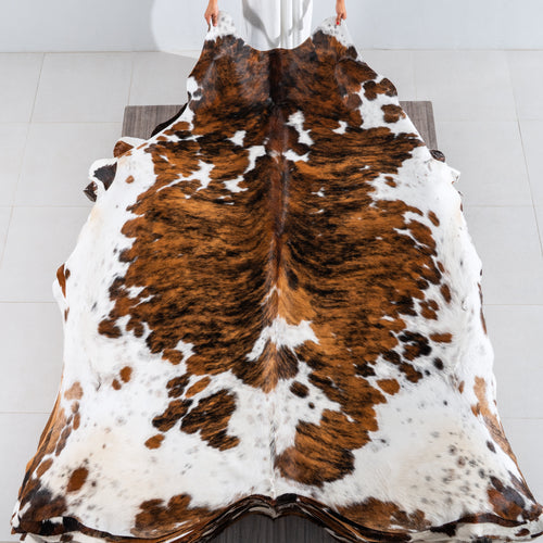 Tricolor Cowhide Rug Size 8'2" L x 6'11" W 4126