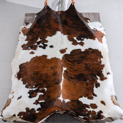 Tricolor Cowhide Rug Size 7'4" L x 7'0" W 4065