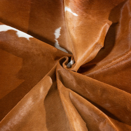 Brown and White Cowhide Rug Size 6'10" L x 7'1" W 5483