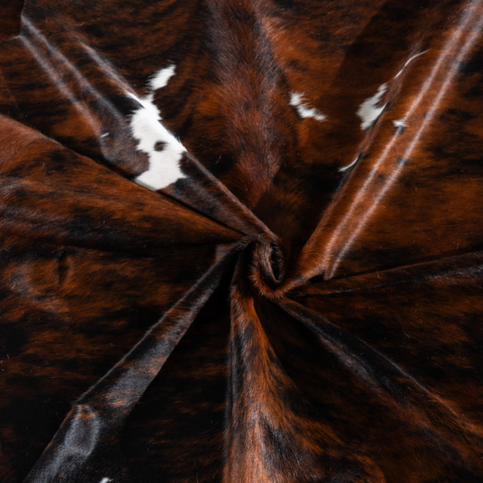 Tricolor Brindle Mix Cowhide Rug Size 7'2" L x 6'11" W 4127