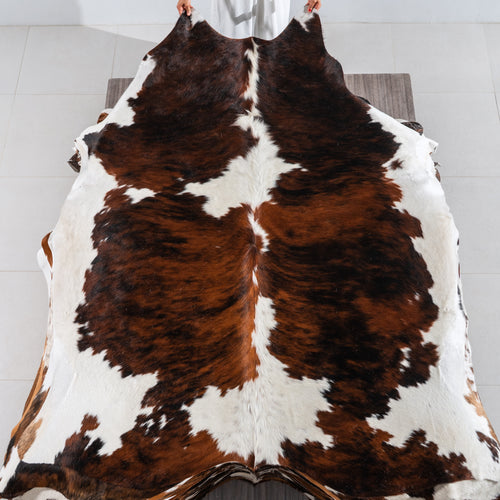 Tricolor Cowhide Rug Size 7'7" L x 6'9" W 4128