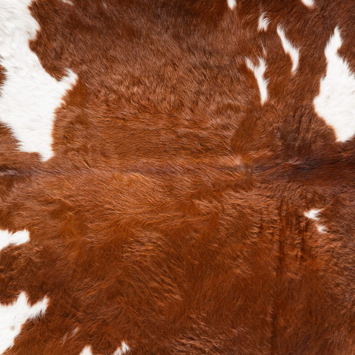 Brown and White Cowhide Rug Size 7'2" L x 6'5" W 6483