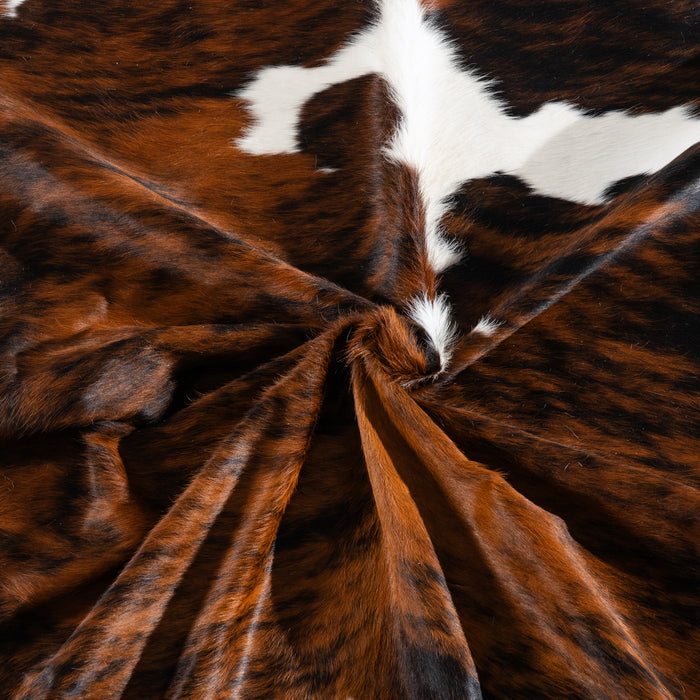 Tricolor Brindle Mix Cowhide Rug Size 7'9" L x 6'9" W 4129